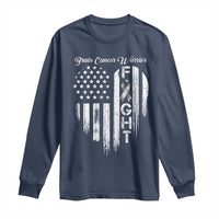 Brain Cancer Warrior Long Sleeve Shirt Fight Gray Ribbon American Flag Heart