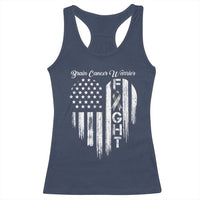 Brain Cancer Warrior Racerback Tank Top Fight Gray Ribbon American Flag Heart