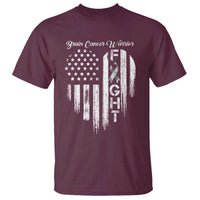 Brain Cancer Warrior T Shirt Fight Gray Ribbon American Flag Heart