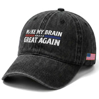 Funny Brain Surgery Recovery Washed Cotton Baseball Cap Make My Brain Great Again Gray Ribbon TS10