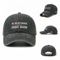 Funny Brain Surgery Recovery Washed Cotton Baseball Cap Make My Brain Great Again Gray Ribbon TS10
