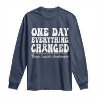 Brain Cancer Awareness Long Sleeve Shirt Fight Brain Tumor Cure Groovy