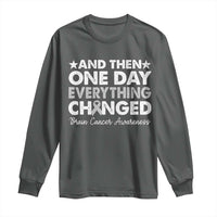 Brain Cancer Awareness Long Sleeve Shirt Retro Fight Brain Tumor Cure Gray Ribbon