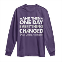 Brain Cancer Awareness Long Sleeve Shirt Retro Fight Brain Tumor Cure Gray Ribbon
