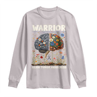 Brain Tumor Warrior Long Sleeve Shirt Gray Ribbon Brain Cancer Awareness