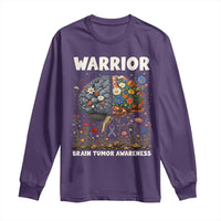 Brain Tumor Warrior Long Sleeve Shirt Gray Ribbon Brain Cancer Awareness