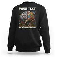 Personalized Brain Tumor Warrior Sweatshirt Custom Name Gray Ribbon Brain Cancer Awareness
