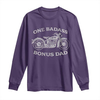 One Badass Bonus Dad Long Sleeve Shirt Funny Stepdad Motorcycle Graphic Mens Biker