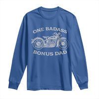 One Badass Bonus Dad Long Sleeve Shirt Funny Stepdad Motorcycle Graphic Mens Biker