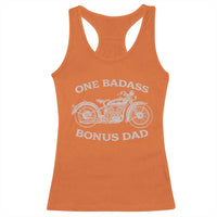 One Badass Bonus Dad Racerback Tank Top Funny Stepdad Motorcycle Graphic Mens Biker
