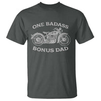 One Badass Bonus Dad T Shirt Funny Stepdad Motorcycle Graphic Mens Biker