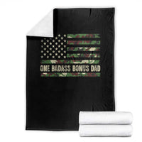 One Badass Bonus Dad Throw Blanket Funny Stepdad Camo American Flag