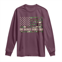 One Badass Bonus Dad Long Sleeve Shirt Funny Stepdad Camo American Flag