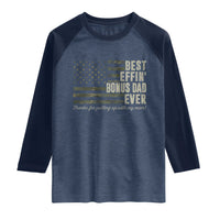 Best Effin’ Bonus Dad Ever Raglan Shirt Step Dad Camo American Flag Camouflage