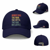 Bonus Dad Baseball Cap The Man Myth Bad Influence Funny Step Dad
