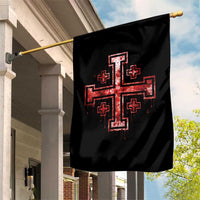 Crusader Jerusalem Cross Catholic Garden Flag Gothic Christian Dark Faith Grunge Blood Splatter