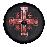 Crusader Jerusalem Cross Catholic Spare Tire Cover Gothic Christian Dark Faith Grunge Blood Splatter