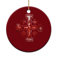 Crusader Jerusalem Cross Catholic Ceramic Ornament Gothic Christian Dark Faith Grunge Blood Splatter