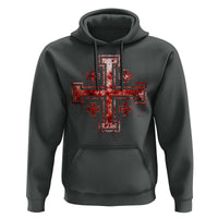 Crusader Jerusalem Cross Catholic Hoodie Gothic Christian Dark Faith Grunge Blood Splatter