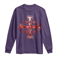 Crusader Jerusalem Cross Catholic Long Sleeve Shirt Gothic Christian Dark Faith Grunge Blood Splatter
