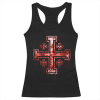 Crusader Jerusalem Cross Catholic Racerback Tank Top Gothic Christian Dark Faith Grunge Blood Splatter