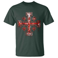 Crusader Jerusalem Cross Catholic T Shirt Gothic Christian Dark Faith Grunge Blood Splatter