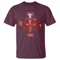 Crusader Jerusalem Cross Catholic T Shirt Gothic Christian Dark Faith Grunge Blood Splatter