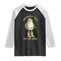 Funny Frog LGBTQ Raglan Shirt Misgenderin Folks Aint Very Cowboy Pride Rainbow
