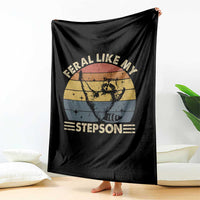Bonus Dad Throw Blanket Retro Feral Raccoon Stepdad Gifts From Bonus Son Stepson