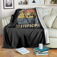 Bonus Dad Throw Blanket Retro Feral Raccoon Stepdad Gifts From Bonus Son Stepson