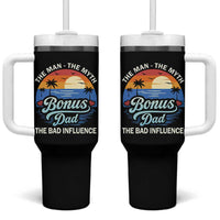 Bonus Dad Tumbler With Handle The Man Myth Bad Influence Step Dad Fathers Day Gift