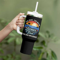 Bonus Dad Tumbler With Handle The Man Myth Bad Influence Step Dad Fathers Day Gift
