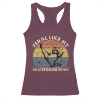 Bonus Dad Racerback Tank Top Retro Feral Raccoon Stepdad Gifts From Bonus Daughter Stepdaughter