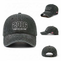 Vintage 2016 Limited Edition Washed Cotton Baseball Cap 10 Year Old Gift Retro Varsity 10th Birthday