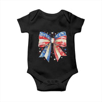 Coquette 4th Of July Baby Onesie USA Bow American Flag Red White and Blue - Wonder Print Shop