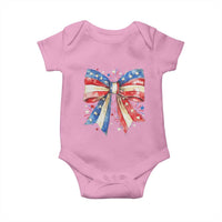Coquette 4th Of July Baby Onesie USA Bow American Flag Red White and Blue - Wonder Print Shop