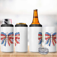 Coquette 4th Of July 4 in 1 Can Cooler Tumbler USA Bow American Flag Red White and Blue - Wonder Print Shop