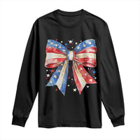 Coquette 4th Of July Long Sleeve Shirt USA Bow American Flag Red White and Blue - Wonder Print Shop