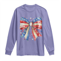 Coquette 4th Of July Long Sleeve Shirt USA Bow American Flag Red White and Blue - Wonder Print Shop