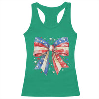 Coquette 4th Of July Racerback Tank Top USA Bow American Flag Red White and Blue - Wonder Print Shop