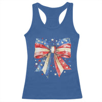 Coquette 4th Of July Racerback Tank Top USA Bow American Flag Red White and Blue - Wonder Print Shop