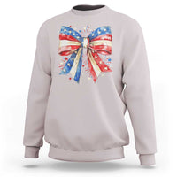 Coquette 4th Of July Sweatshirt USA Bow American Flag Red White and Blue - Wonder Print Shop