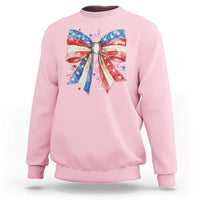 Coquette 4th Of July Sweatshirt USA Bow American Flag Red White and Blue - Wonder Print Shop