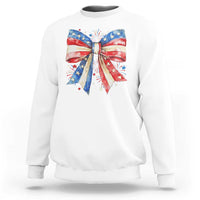 Coquette 4th Of July Sweatshirt USA Bow American Flag Red White and Blue - Wonder Print Shop