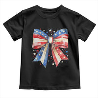 Coquette 4th Of July Toddler T Shirt USA Bow American Flag Red White and Blue - Wonder Print Shop