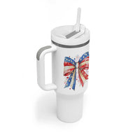 Coquette 4th Of July Tumbler With Handle USA Bow American Flag Red White and Blue - Wonder Print Shop
