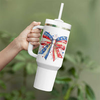 Coquette 4th Of July Tumbler With Handle USA Bow American Flag Red White and Blue - Wonder Print Shop
