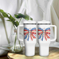 Coquette 4th Of July Tumbler With Handle USA Bow American Flag Red White and Blue - Wonder Print Shop