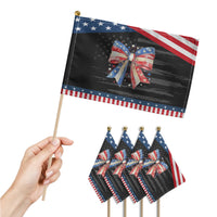 Coquette 4th Of July Patriotic Handheld Flag USA Bow American Flag Red White and Blue