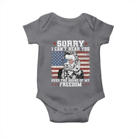 Funny Abraham Lincoln 4th Of July Baby Onesie Sorry Cant Hear You Sound Of My Freedom American Flag - Wonder Print Shop